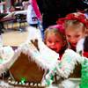 Addison Gerber, 2, reacts with excitement while checking out the gingerbread houses with her friend, Sohayla Henry, 4, right, at the "We Knead the Dough" festival at Faith Lutheran School campus Saturday, December 8, 2012.